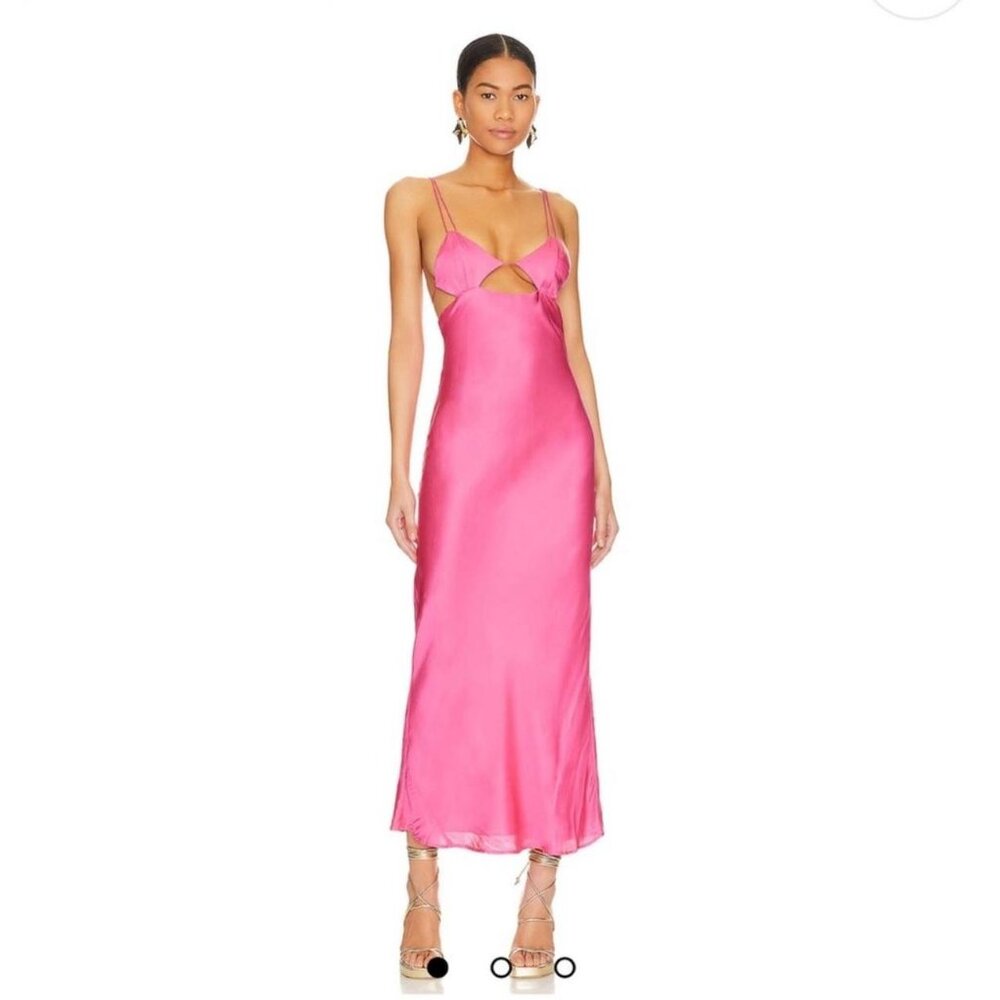 NWT! Bardot Lucia Midi Slip Dress in Hot Pink Size 2